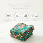 MSGKV Boho Throw Blanket 60"x80" Floral Blankets for Bed 100% Cotton Twin Size Couch Blanket Lightweight Farmhouse Muslin Spring Breathable Home Decor All Seasons