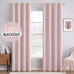 MIULEE 100% Blackout Linen Curtains for Bedroom 52x90 Inches Pink