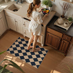 Lahome Checkered Easy Jute Non Slip Front Door Mat, 2x3 Kitchen Rug Neutral Small Throw Rug, Farmhouse Diamond Washable Non Shedding Low Pile Black Floor Carpet for Entryway Front Porch Doorway