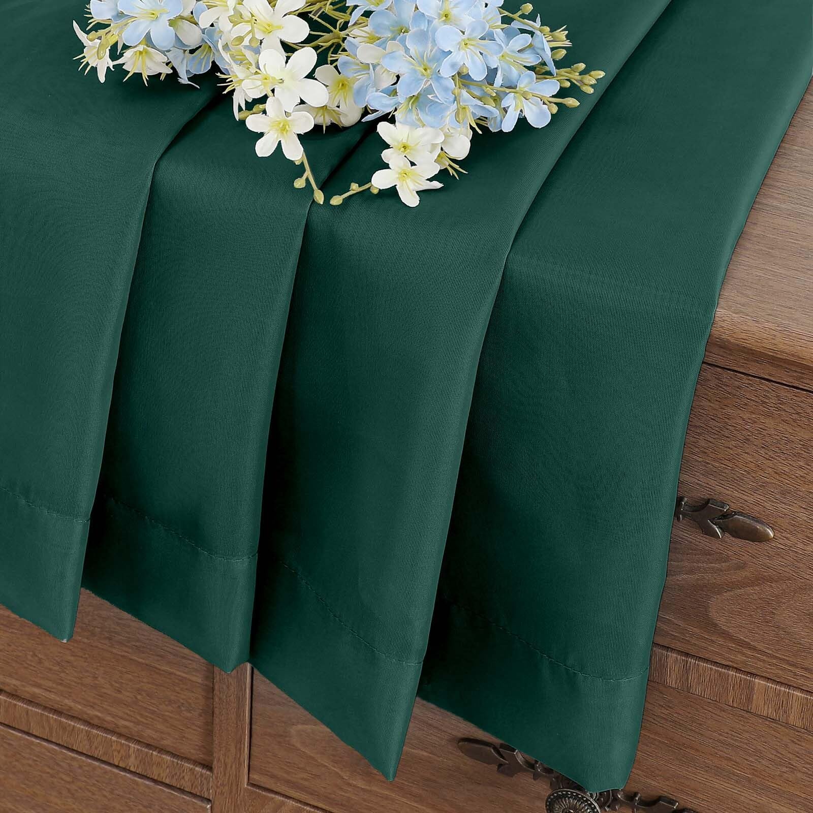Ebesto Green Window Sheer Curtains 45 Inches Length, Voile Short Curtains for Christmas, Modern Soft Window Drapes 2 Panels Set, Top Dual Rod Pocket, Hunter Green, 2x42Wx45L Inches