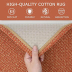 KOZYFLY Runners for Hallways 2x5 ft Washable Kitchen Runner Non Slip Rubber Backed Hall Runners Cotton Entryway Runner Rugs Floor Carpet for Indoor Backdoor Bedroom Kitchen, Orange/Tan