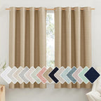 NICETOWN 100% Absolutely Blackout Linen Curtains with Thermal Insulated White Liner, Camel, 52" Wide by 63" Long, 2 Pieces, Linen Blend Window Drapes Privacy Window Treatments for Bedroom/Kids Room