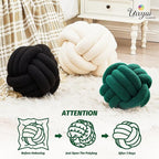 Uvvyui Knot Pillow Ball, Soft Home Decorative Pillows, Round Throw Pillow, Handmade Knotted Plush Pillow, Round Boucle Pillow Cushion (14 Inches Dark Green)