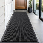 OLANLY Front Door Mat Indoor Outdoor Entrance, Waterproof Heavy Duty Doormat, Fade Resistant, Low Profile, Easy Clean Patio Porch Welcome Floor Mats for Entry, 59x23, Off-Black