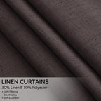 Nanspring Cocoa Coffee Linen Curtains 84 Inch Length 2 Panels Set for Living Room Back Tab Light Filtering Semi Sheer Curtain for Bedroom Farmhouse Drapes, 52x84 Inch, 2 Panels