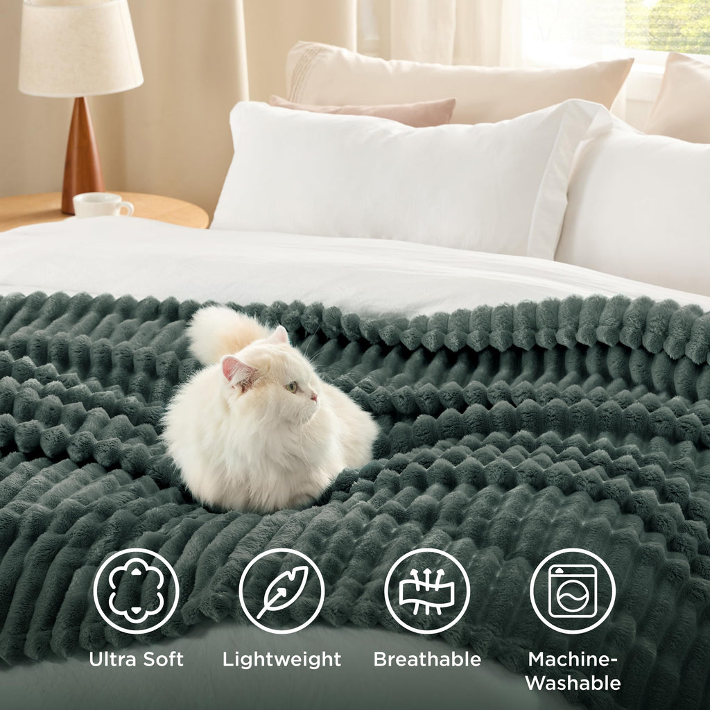 Bedsure Soft Twin Blanket for Bed Decor Gifts Mallard Green 60"x80"