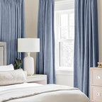 MIULEE 100% Blackout Linen Curtains for Bedroom 42x84 Inches Stone Blue