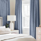 MIULEE Linen Texture Curtains for Bedroom Solid 100% Blackout Thermal Insulated Stone Blue Curtains Grommet Room Darkening Curtains/Drapes for Living Room Nursery 52x63 Inch (2 Panels)