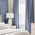 MIULEE 100% Blackout Linen Curtains for Bedroom 52x54 Inches Stone Blue