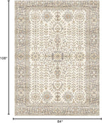 7x9 Area Rugs for Living Room,Thin Washable Rug, Non-Slip Foldable Area Rug for Bedroom, Dining Room, Home Office, Cream