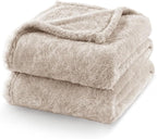 Exclusivo Mezcla Plush Fuzzy Fleece Bed Blanket Queen Size, Super Soft, Fluffy and Warm Blankets for Couch, Bed, All Season (Camel, 90x90 inches)