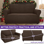 ZNSAYOTX Super Stretch Couch Cover Love Seat Sofa Covers for Living Room Dogs Pet Friendly Furniture Protector Spandex Loveseat Slipcovers with Anti Slip Foam Sticks (Coffee, Loveseat)