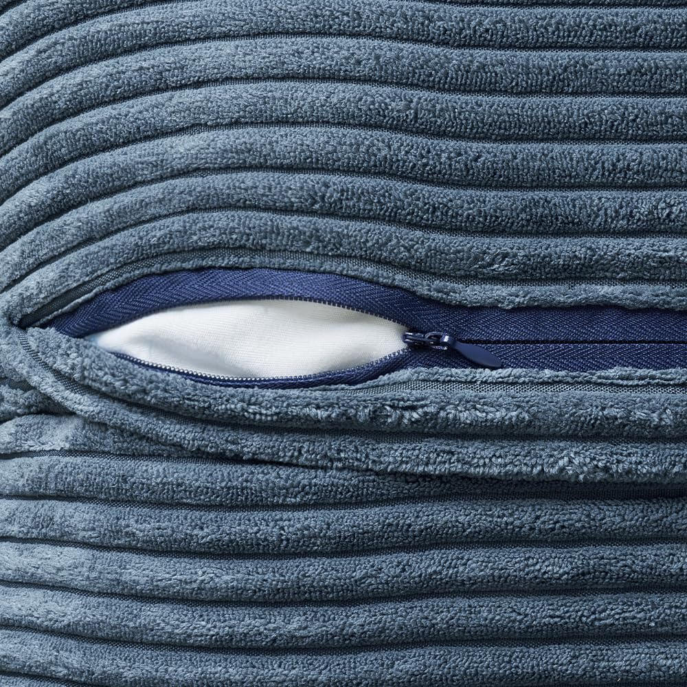 MIULEE Blue Corduroy Lumbar Pillow Covers 12x20 Inch 12x20 Inch with Splicing Set of 2 Soft Boho Pillow Covers Broadside Decorative Textured Summer Coastal Pillowcases for Couch Bed Livingroom