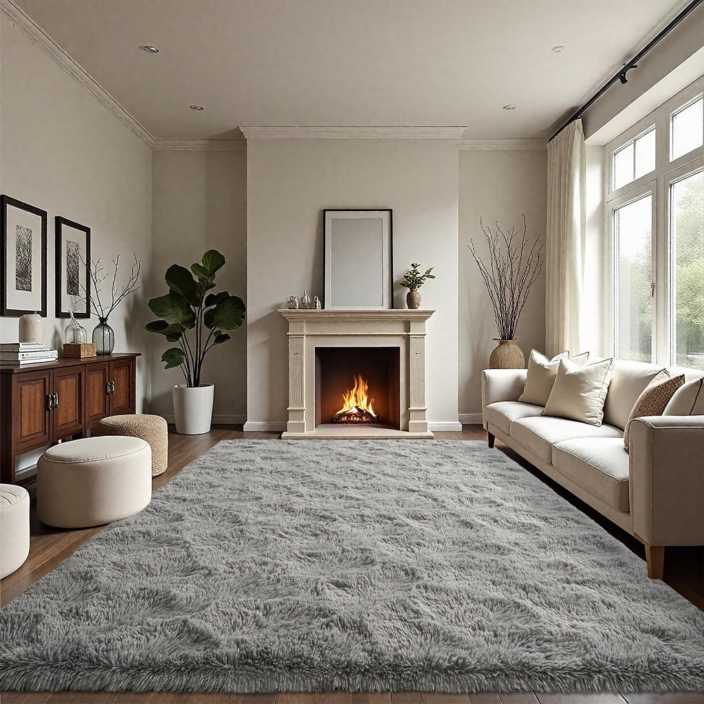 LOCHAS Area Rugs Fluffy Living Room Carpets for Kids Bedroom 3x5, Grey