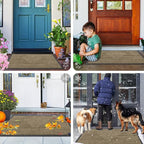 Smiry Front Door Mat Outside Entrance, Heavy Duty Sturdy Natural Rubber Doormat, Trap Dirt and Moisture, Easy Clean Low Profile Welcome Floor Mats for Indoor Outdoor Entry, 35X23 Inch, Camel