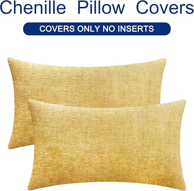 CaliTime Decorative Couch Throw Pillow Covers 20 X 12 Inches Gold