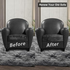 Leather Look Couch Cushion Covers Sofa Seat Slipcovers Sets Couches Furniture Protector for Sectional Armchair Loveseat Pets Kids Stretch Spandex Fabric (1 Cushion Armchair, Dark Grey)