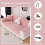 Velvet Couch Cover, Washable Sectional Sofa Cover, Anti Slip Sofa Slipcover for 3 Cushion Couch Sofa L Shaped Armrest Backrest, Furniture Protector Covers for Pets Kids(1PC,Pink,36"×71")