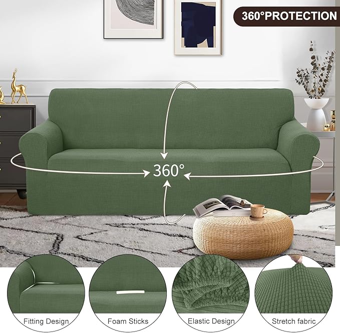 U-NICE HOME Oversized Stretch Couch Cover Slipcover, Loden Frost