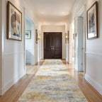 2'6''x14' Washable Kitchen Runner Rug: Modern Abstract Runners for Hallway Soft Non Slip Rugs with Rubber Backing Low Pile Thin Floor Carpet for Entryway Bedroom Bathroom Indoor(Grey/Yellow,2'6''x14')