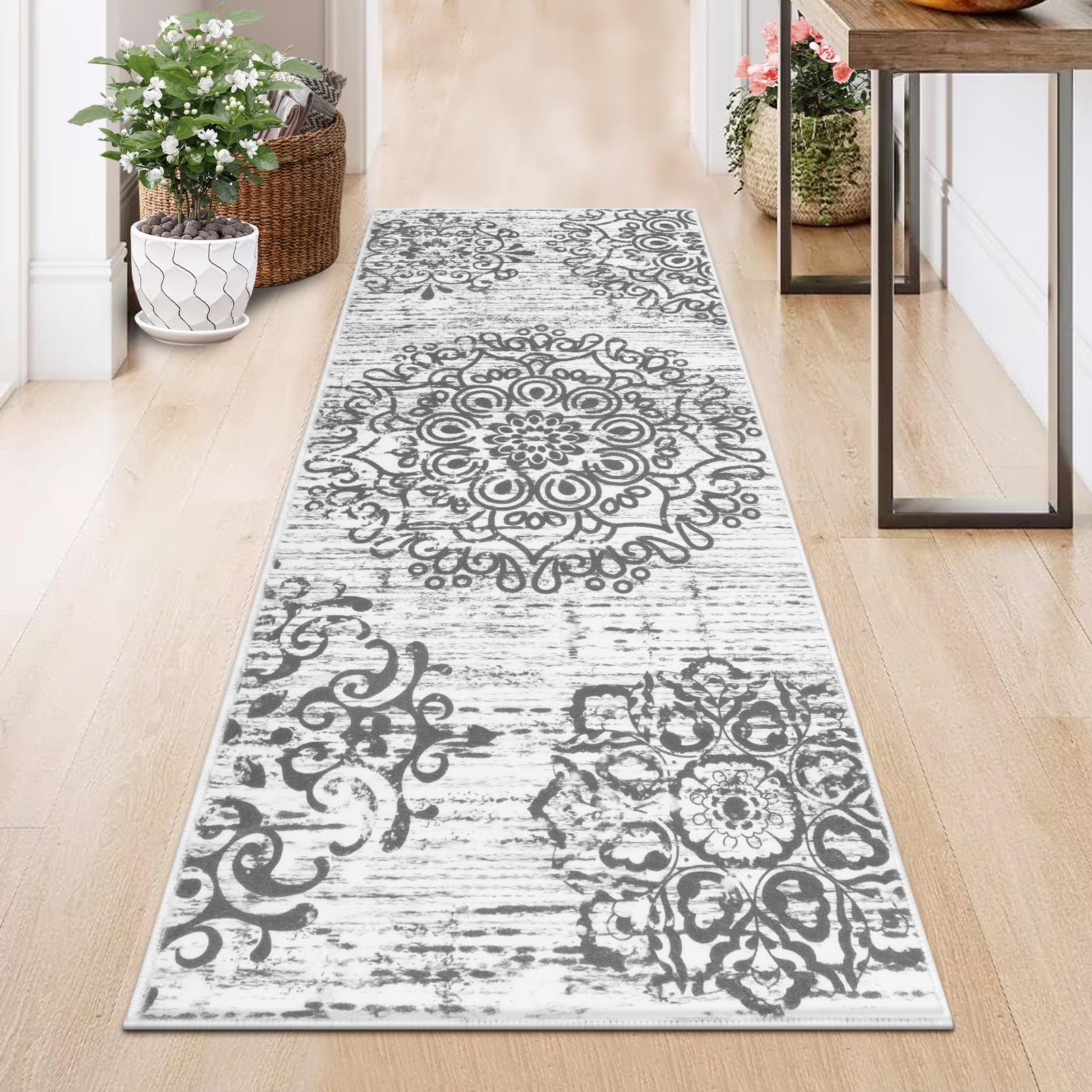HEBE Hallway Runner Rug 2'x5', Washable Non Slip Kitchen Rug Runner