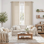 Nanspring Linen Curtains 84 Inch Length 2 Panels Set for Living Room Farmhouse Decor Light Filtering Semi Sheer Curtain Back Tab and Rod Pocket Neutral Luxury Rustic Coastal Drapes for Bedroom 52x84