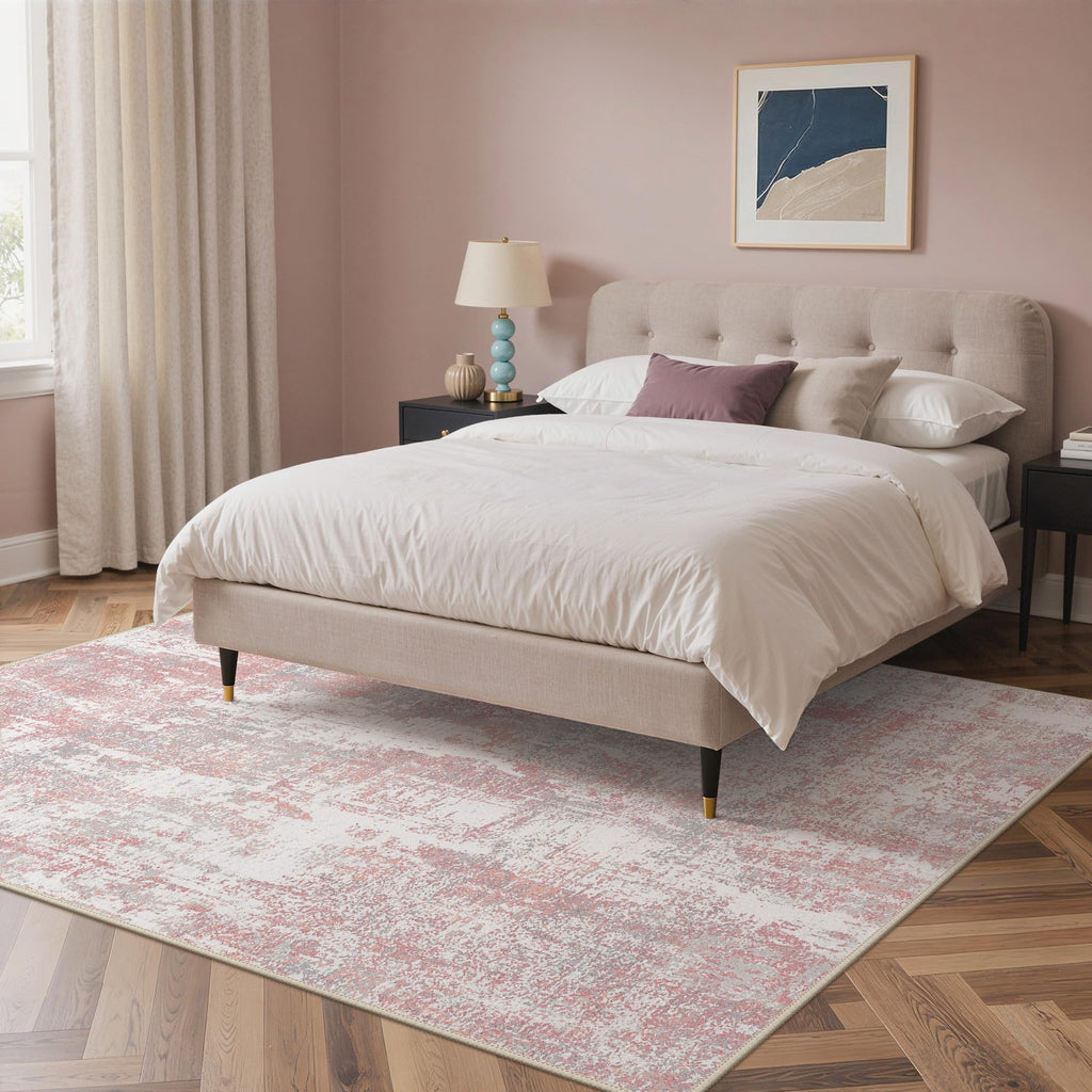 BEIMO Area Rugs 9x12 for Living Room, Pink Grey Washable Abstract Non Slip