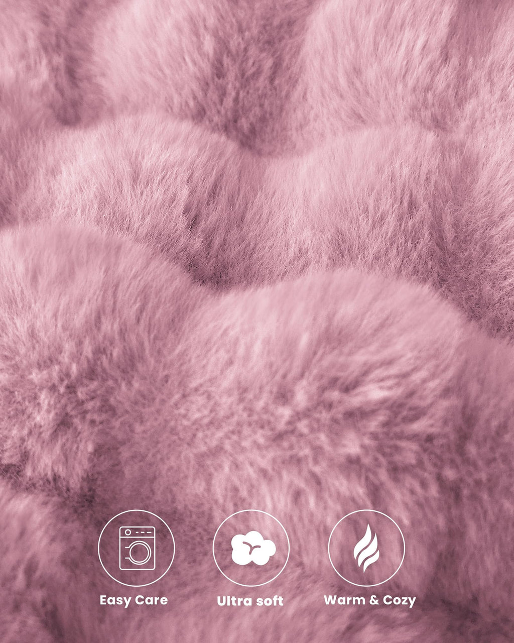 blunique Ultra Soft Cozy Faux Fur Throw Blanket, Fuzzy Plush Thick Bubble Blanket, Oversize Luxury Fluffy Blanket for Couch, Sofa, Bedroom, and Living Room,50x60 Inches,Pink