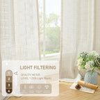 LAMIT Natural Linen Boho Curtains 80 inch Length for Bedroom 2 Panels