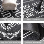 HLFMVWE Front Door Indoor Outdoor Entrance Doormat Grey Rubber Welcome Door Mat Come Inside This House Doormat Anti Slip Easy to Clean Corridor Patio Entry Mat 28" x 18"