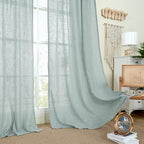 LAMIT Short Window Linen Curtains 36 Inch Length 2 Panels, 34x36 Inch