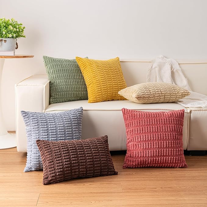 Aegero Pack of 2 Corduroy Decorative Throw Pillow Covers 12x24 Inch, Teal