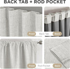 Joydeco Linen Blackout Curtains for Bedroom - 100% Light Blocking 1 Panels, White Drapes 70" W x 96" L, Thermal Insulated Room Darkening Curtains for Living Room, Rod Pocket & Back Tabs