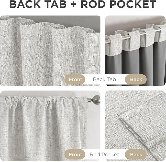 Joydeco Blackout Curtains for Bedroom - 100% Light Blocking 2 Panels Set White Drapes 66" W x 96" L, Thermal Insulated Room Darkening Curtains, Linen Textured for Living Room, Rod Pocket & Back Tabs