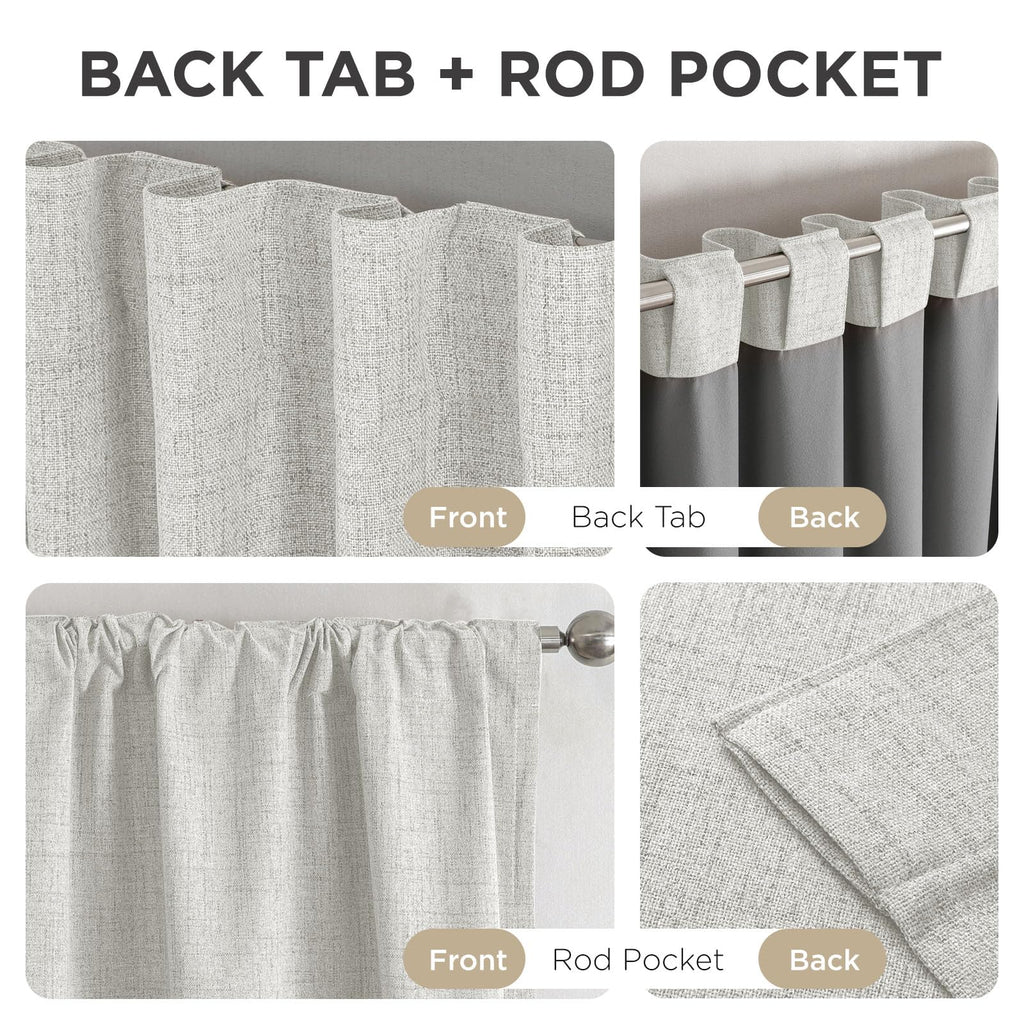 Joydeco Linen Blackout Curtains for Bedroom - 100% Light Blocking 1 Panels, White Drapes 100" W x 84" L, Thermal Insulated Room Darkening Curtains for Living Room, Rod Pocket & Back Tabs