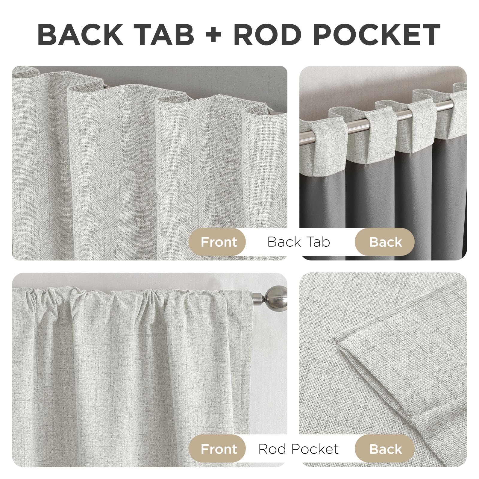 Joydeco Linen Blackout Curtains for Bedroom - 100% Light Blocking 1 Panels, White Drapes 100" W x 84" L, Thermal Insulated Room Darkening Curtains for Living Room, Rod Pocket & Back Tabs