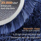 8x10 Area Rugs for Living Room: Fluffy Shag Soft Washable Rug Large Fuzzy Plush Indoor Carpet for Bedroom Nursery Playroom Kids Girls Boys Room (Navy Blue, 8'x10')