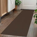KOZYFLY Runners for Hallways 2x5 ft Washable Kitchen Runner Non Slip Rubber Backed Hall Runners Cotton Entryway Runner Rugs Floor Carpet for Indoor Backdoor Bedroom Kitchen, Brown/Dark Brown