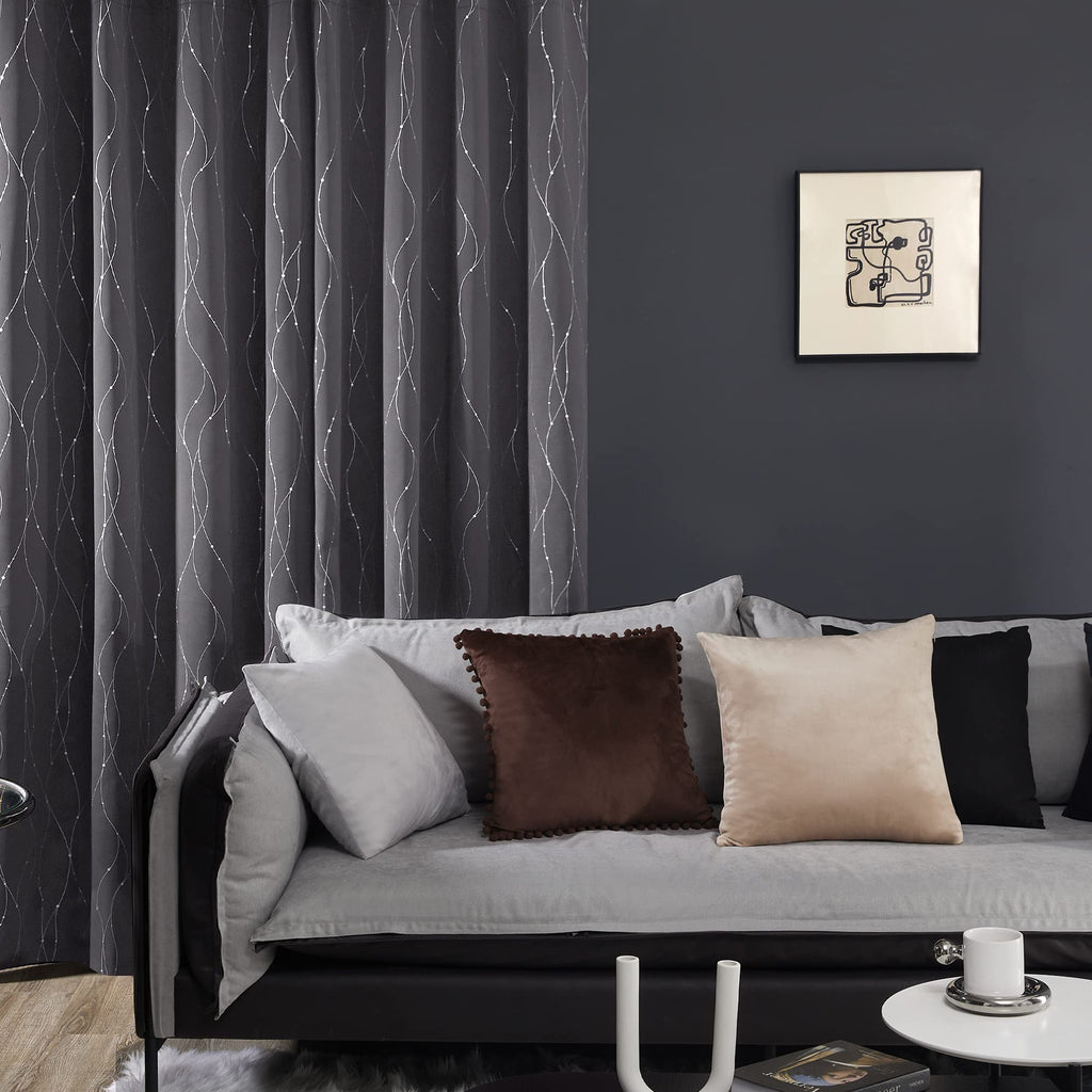 Deconovo Living Room Curtains 63 Inches Long, Blackout Curtains for Bedroom