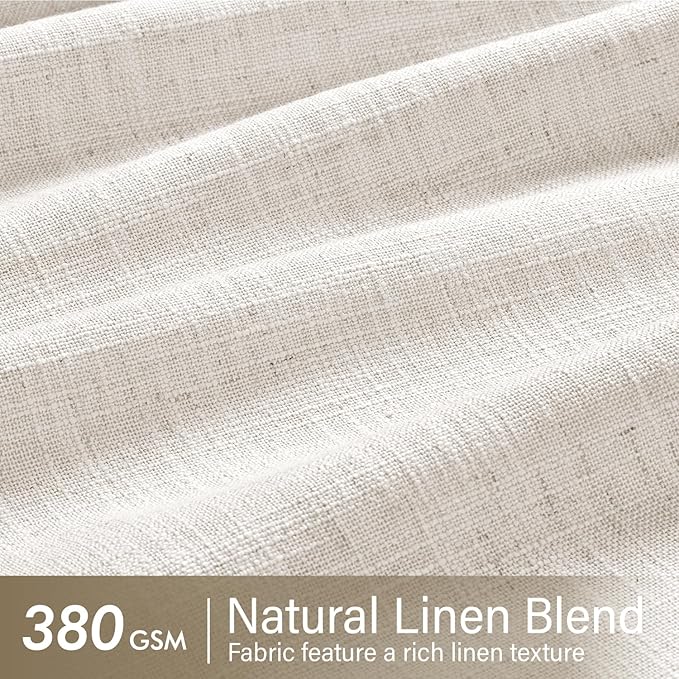 MIULEE Pinch Pleated Thick Linen Curtains 108 Inches Length 2 Panels for Living Room Bedroom, Extra Long Pinch Pleat Drapes Back Tab Light Filtering Natural Foor to Ceiling Curtains with Hooks&Rings