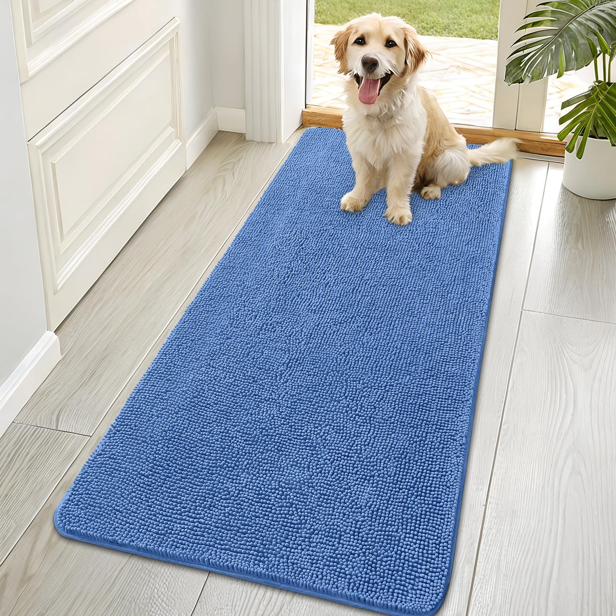 OLANLY Dog Door Mat for Muddy Paws 70x35, Super Absorbent Chenille Mud Mat