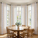 jinchan Floral Linen Curtains 96 Inch Farmhouse Backt Tab 2 Panels Blue