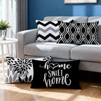 Hexagram Geometric Black Pillow Covers 12x20 Set of 4, Decorative Outdoor Boho Modern Throw Pillow Covers, Home Sweet Home Farmhouse Cushion Case for Couch Sofa Bedroom Indoor Decor(No Insert)