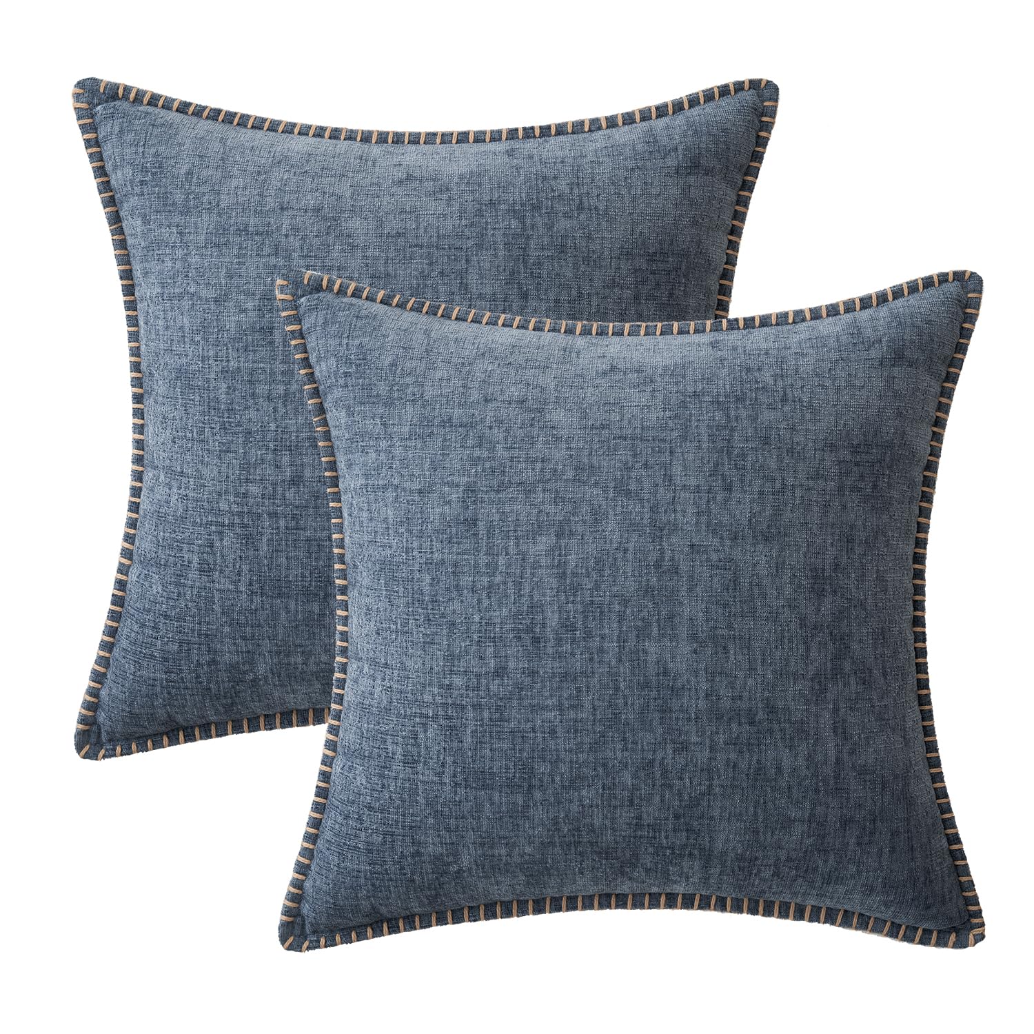 MIULEE Decorative Couch Throw Pillow Covers 18x18 in Dark Grey Blue 2 Pack