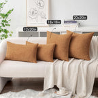 MIULEE Soft Chenille Euro Throw Pillow Covers Brown 24x24 Inch Pack of 2