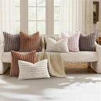 decorUhome Fall Faux Fur Throw Pillow Covers 18x18 Set of 2 Light Coffee