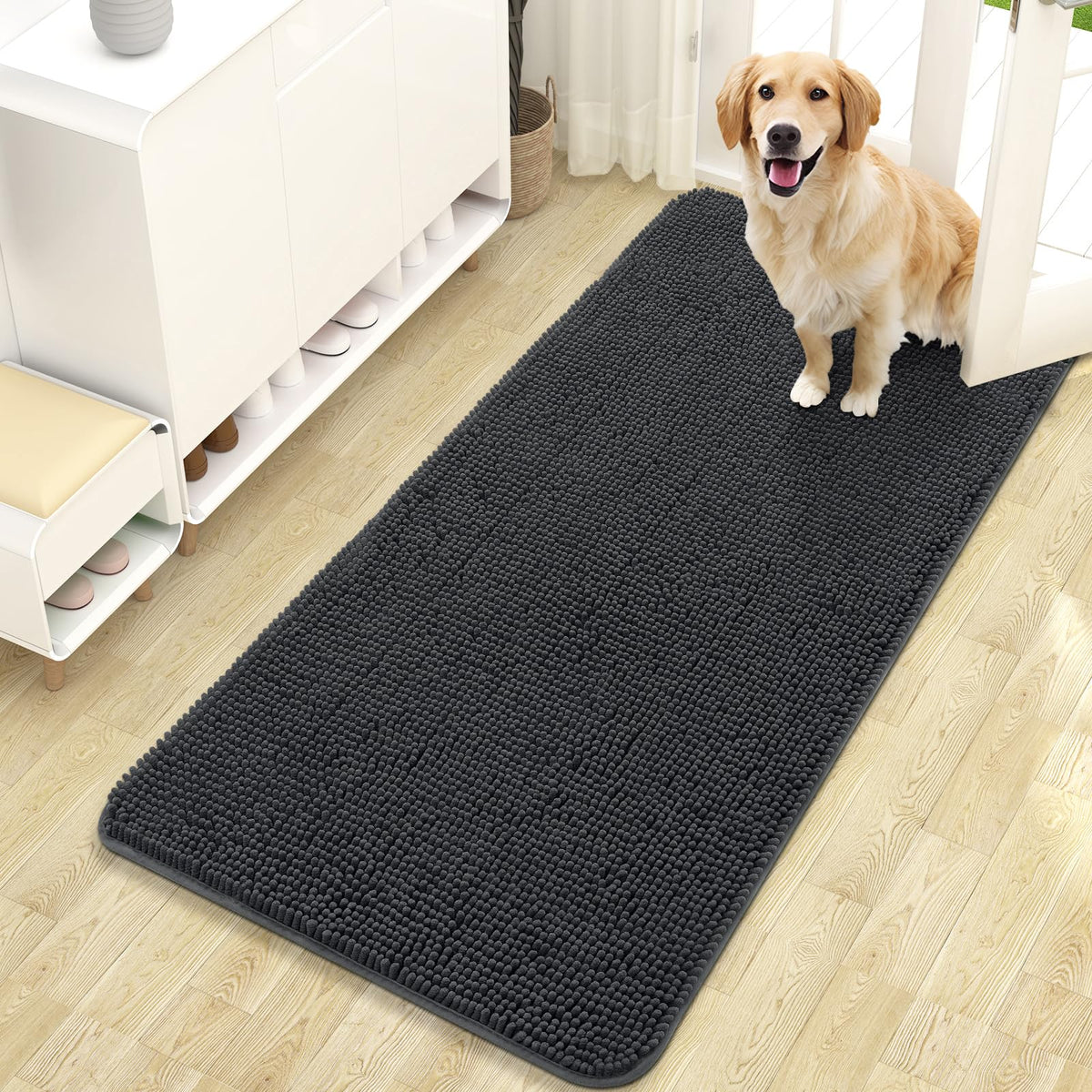 OLANLY Dog Door Mat for Muddy Paws 47x24, Super Absorbent Chenille Mud Mat