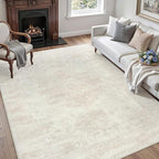 5x7 Area Rugs for Living Room: Vintage Boho Neutral Washable Rug Indoor Soft Large Area Rug Carpet for Bedroom Nursery Farmhouse Dining Room Office Floor Non-Slip Low Pile Under Table Rug Cream Beige