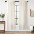 Nanspring Modern Linen Curtains for Living Room 80 Inches Long Light Filtering Semi Sheer Curtain Back Tab Neutral Luxury Modern Farmhouse Decor Linen Blend Drapes for Bedroom 52x80, 2 Panels