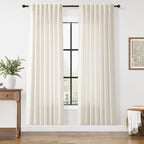 Nanspring Modern Linen Curtains for Living Room 80 Inches Long Light Filtering Semi Sheer Curtain Back Tab Neutral Luxury Modern Farmhouse Decor Linen Blend Drapes for Bedroom 52x80, 2 Panels